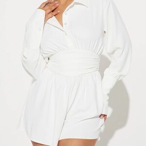 Fashion Nova White Button-Up Romper